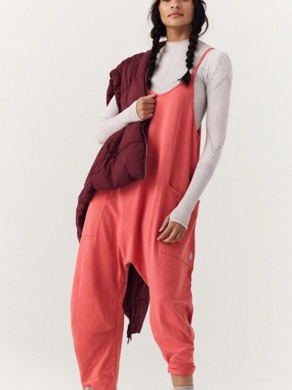 FP Movement by Free People Coral Romper with Pockets